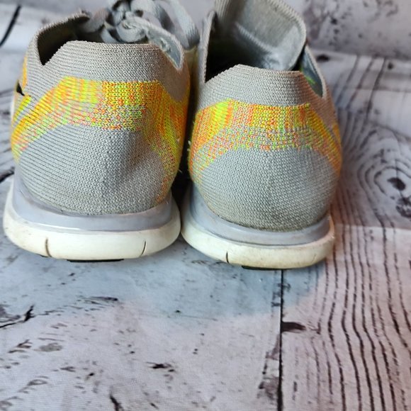 Nike Free 4.0 Flyknit Running Shoes 717075 003 Grey Black Volt size 7 - Picture 5 of 8